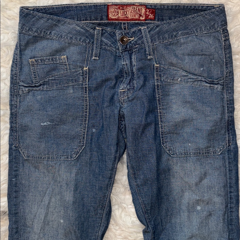 Lucky🍀Brand Vintage Retro Low-rise Straight Leg Jeans, Size 2/26 - Picture 3 of 16